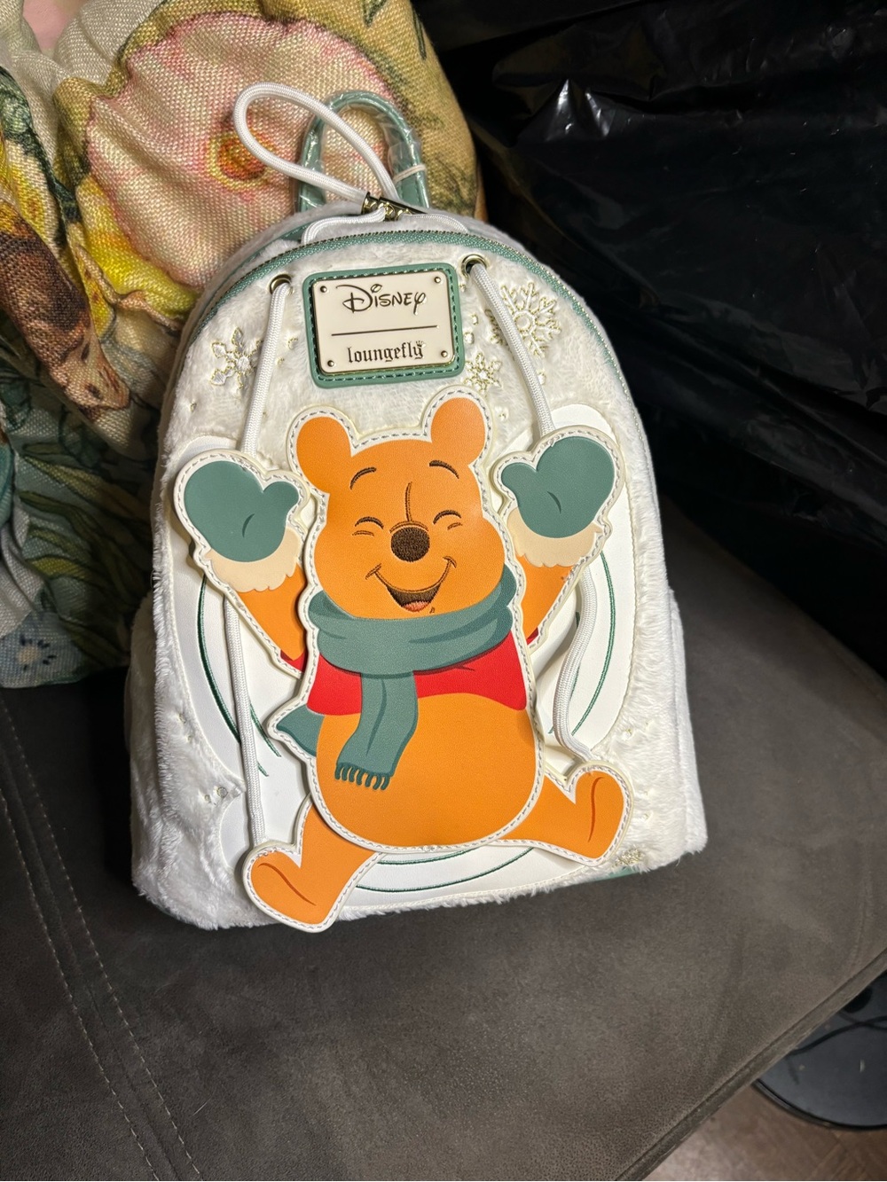 Loungefly White Winnie the Pooh Winter Mini Christmas Backpack